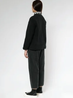 Danton - Women's Collarless Fleece Jacket in Black