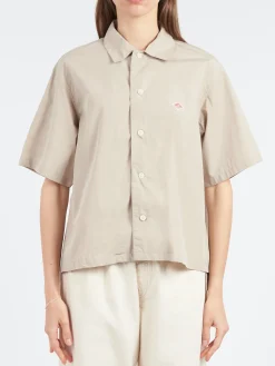 Danton - Women's Cotton Poplin Half Sleeve Shirt in Greige