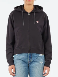 Danton - Women's Cotton Terry Zip Hoodie in Charcoal