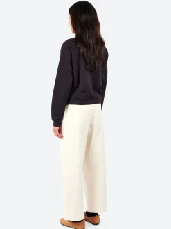 Danton - Women's Cotton Terry Crew Neck Cardigan in Charcoal