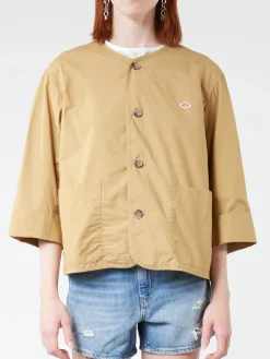Danton - Women's Cotton Weather Collarless Short Jacket in Tan
