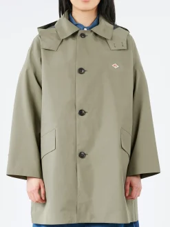 Danton - Women's 3-Layer Cloth Hooded Balmacaan Coat in Olive