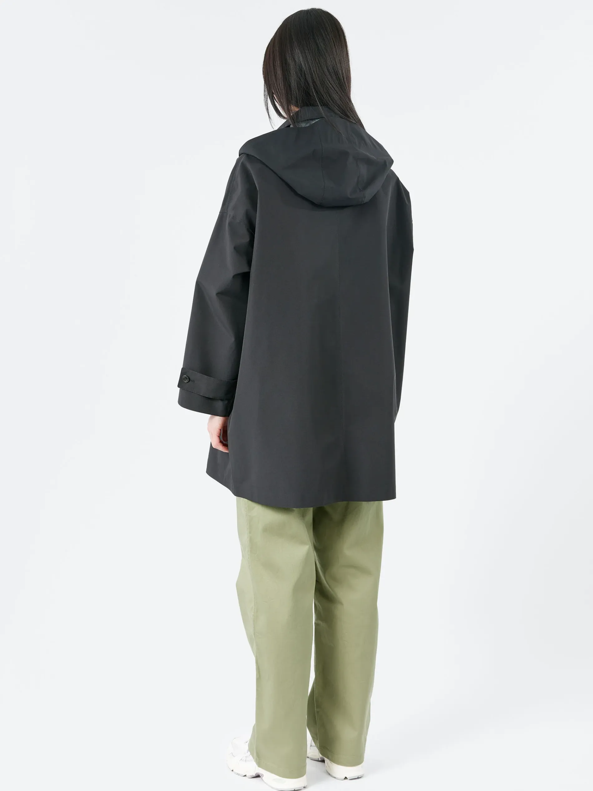 Danton - Women's 3-Layer Cloth Hooded Balmacaan Coat in Black