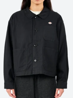 Danton - Women's Moleskin Wide Coverall Jacket in Black