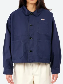 Danton - Women's Moleskin Wide Coverall Jacket in Navy
