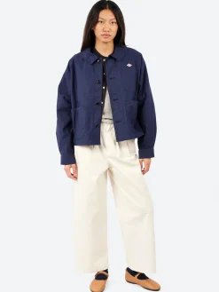 Danton - Women's Moleskin Wide Coverall Jacket in Navy