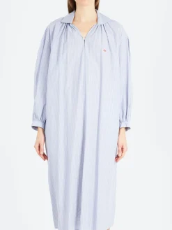Danton - Women's Pullover Shirt Dress in Lt Blue Stripe