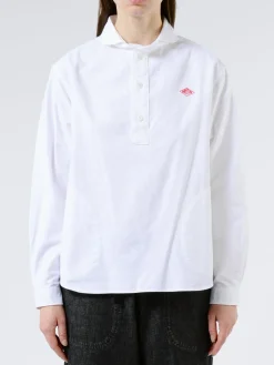 Danton - Women's Round Collar Pullover L/S Shirt in White