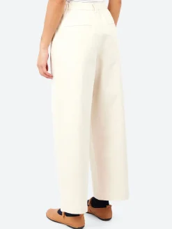 Danton - Women's Stretch Twill 2 Tuck Wide Pants in Ivory