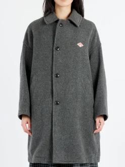 Danton - Women's Wool Light Pile Long Coat in Mid Grey
