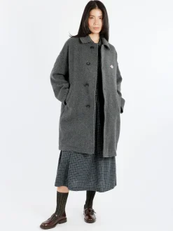 Danton - Women's Wool Light Pile Long Coat in Mid Grey