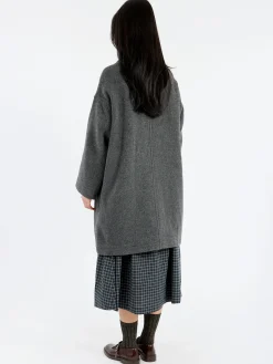 Danton - Women's Wool Light Pile Long Coat in Mid Grey