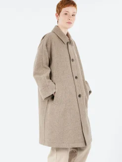 Danton - Wool Light Pile Dolman Long Coat in Beige