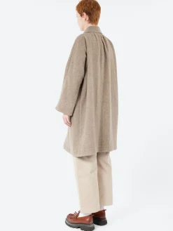 Danton - Wool Light Pile Dolman Long Coat in Beige