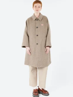 Danton - Wool Light Pile Dolman Long Coat in Beige