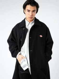 Danton - Wool Light Pile Long Coat in Black