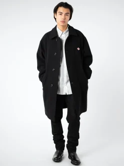 Danton - Wool Light Pile Long Coat in Black