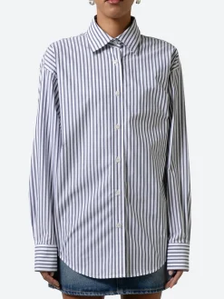 Filippa K - Striped Cotton Shirt in Navy and White