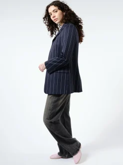 Filippa K - Wool Pinstripe Blazer in Navy/White