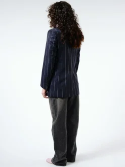 Filippa K - Wool Pinstripe Blazer in Navy/White