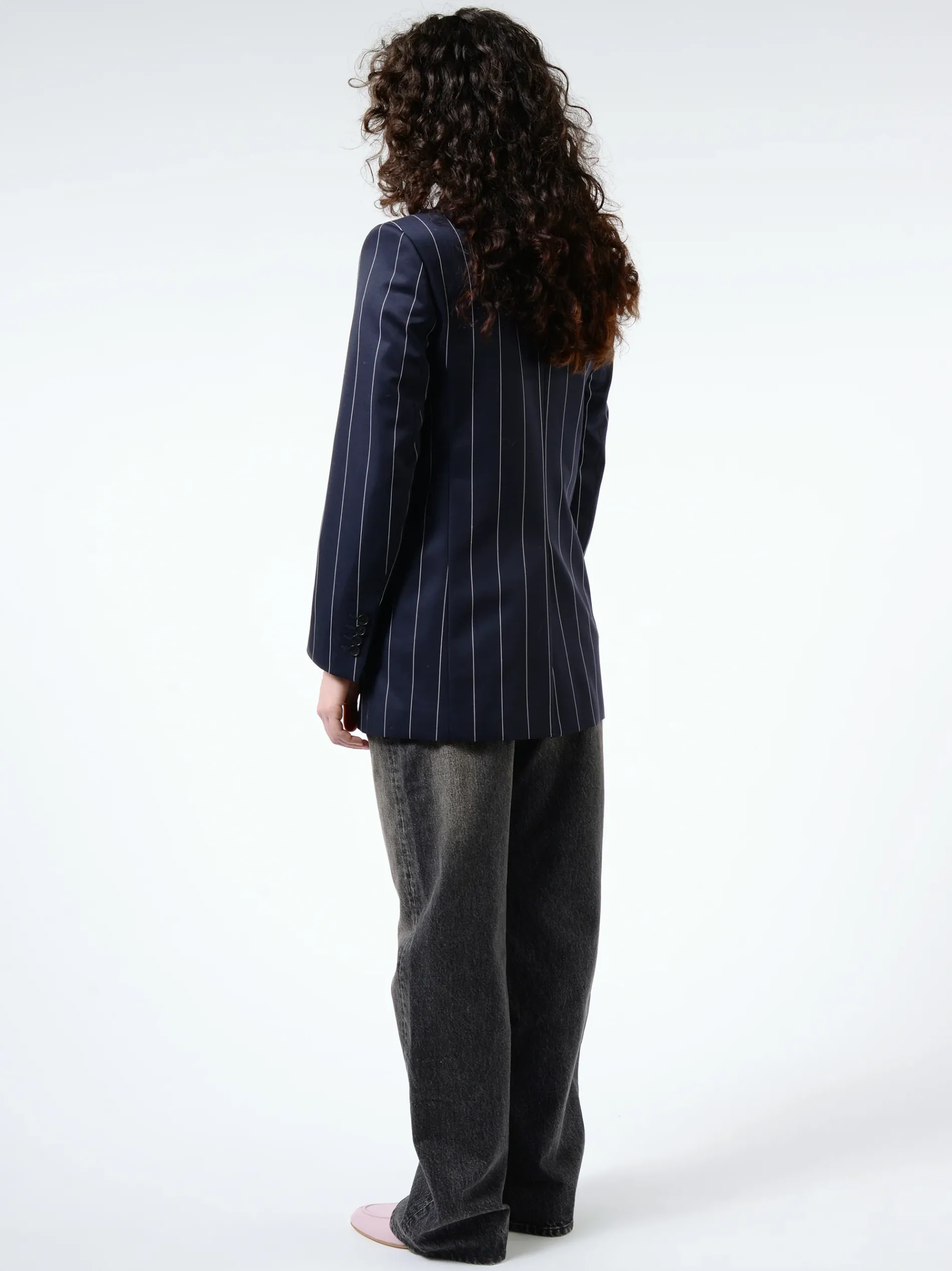 Filippa K - Wool Pinstripe Blazer in Navy/White