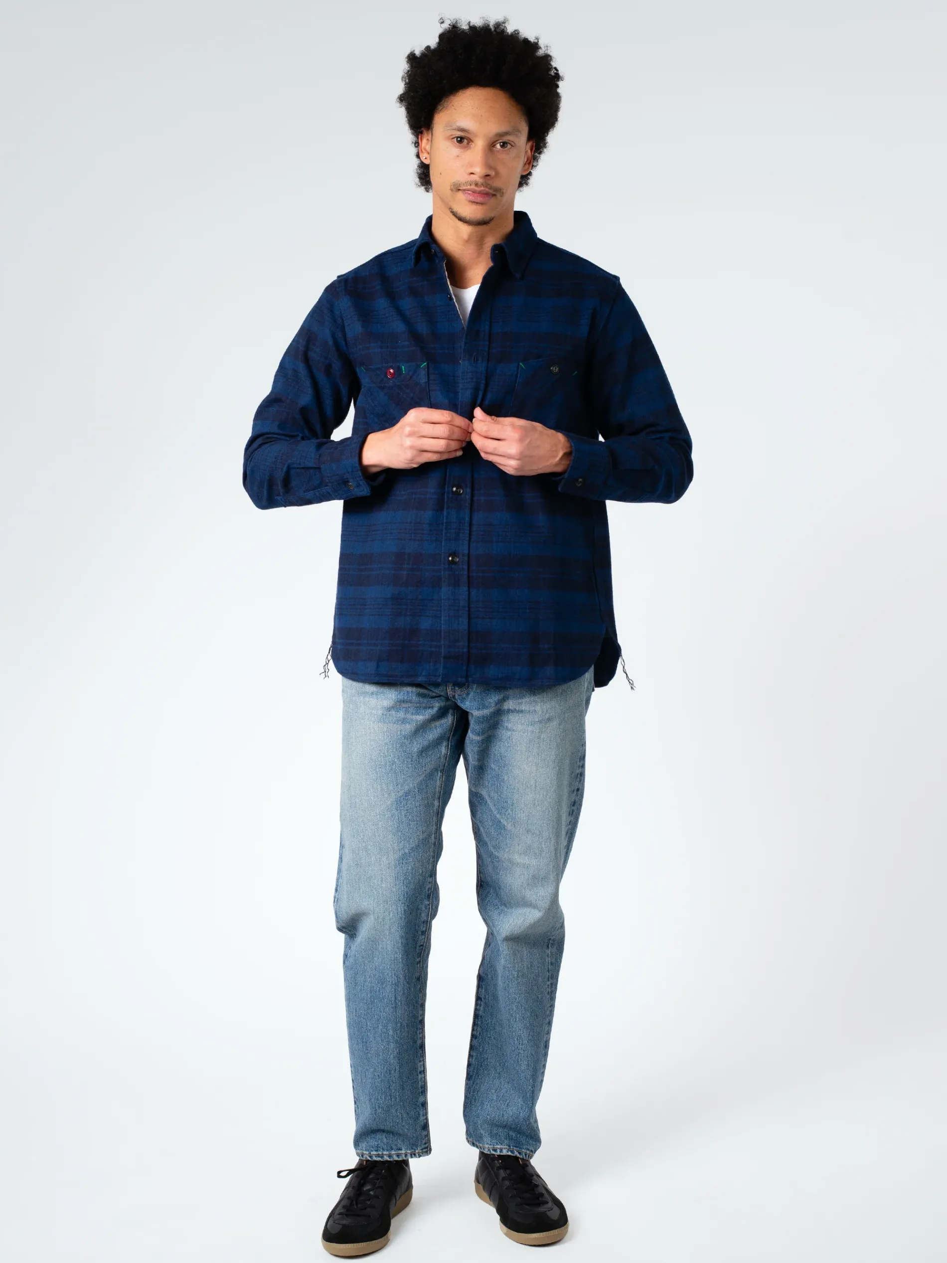 F.O.B. FACTORY - Heavy Nel Work Shirt in Navy