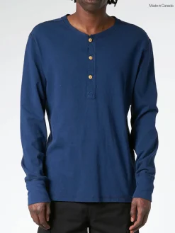 Homespun Knitwear - Coalminer Henley in Navy