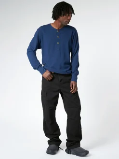 Homespun Knitwear - Coalminer Henley in Navy