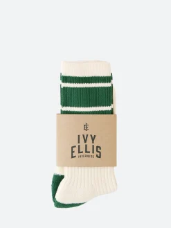 Ivy Ellis - The Namath Vintage Sport Cotton Crew in Cream and Green