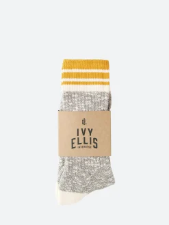 Ivy Ellis - The Sinclair Cotton Crew Slub Mens in Grey and Yellow