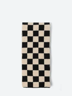Jo Gordon - Small Checkered Scarf in Black/Oatmeal
