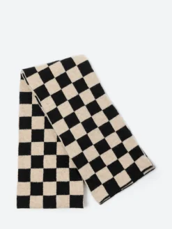 Jo Gordon - Small Checkered Scarf in Black/Oatmeal