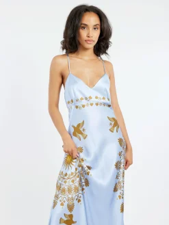 La DoubleJ - Eros Slip Dress in Olympus Placee Blue