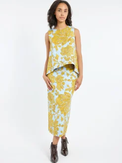 La DoubleJ - Pencil Skirt in Tangle Light Blue