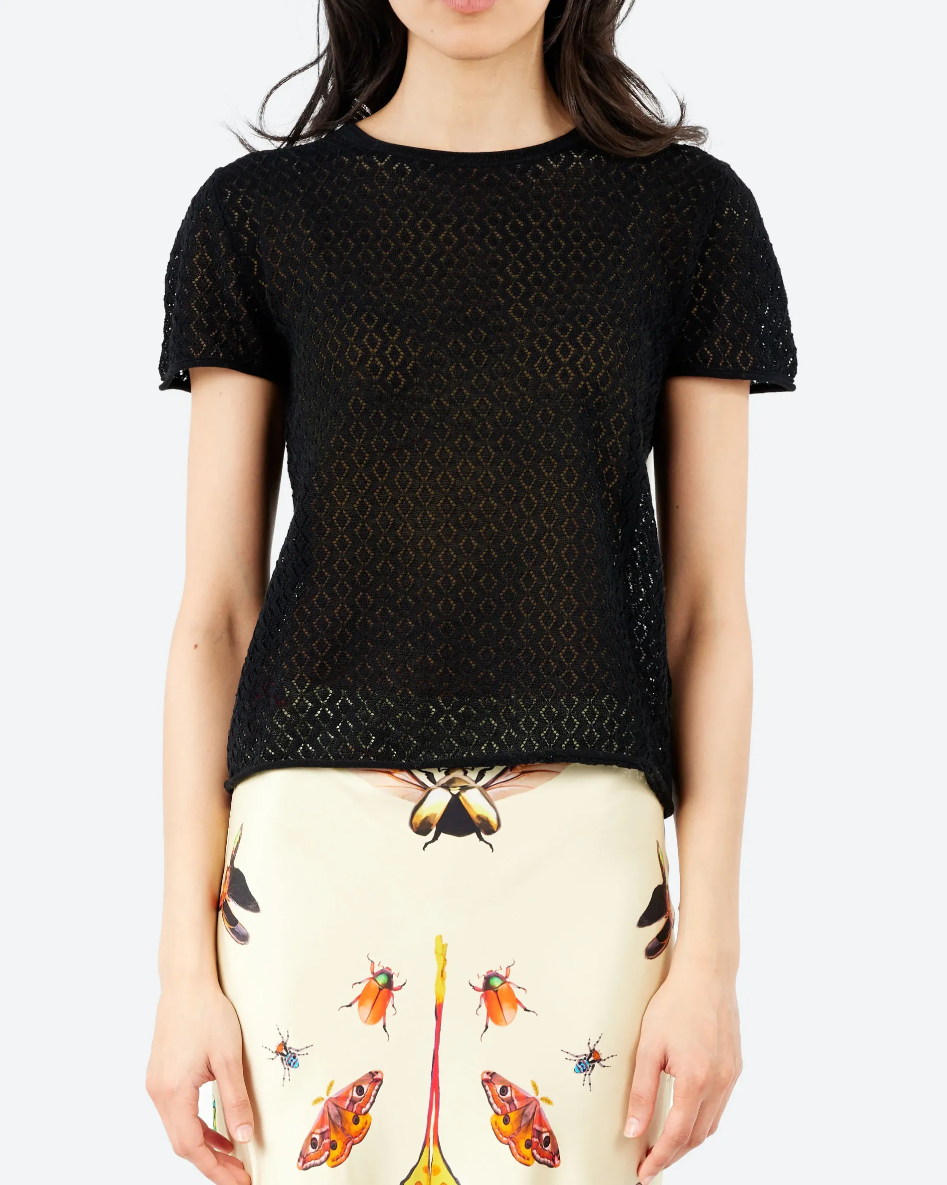 Lauren Manoogian - Pointelle Baby Tee in Black