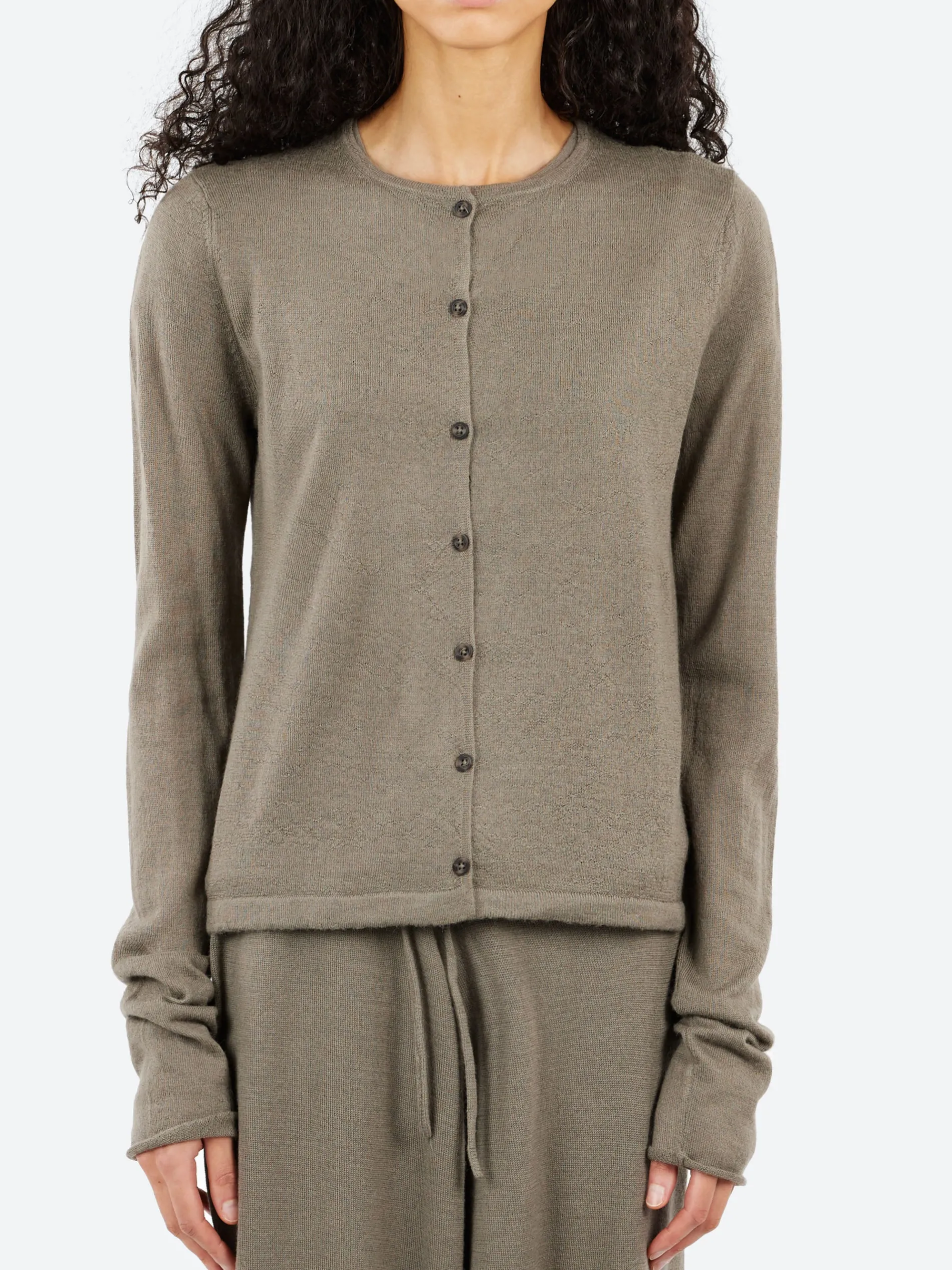 Lauren Manoogian - Super Fine Crewneck Cardigan in Concrete