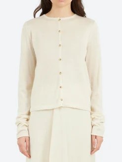 Lauren Manoogian - Super Fine Crewneck Cardigan in Ivory