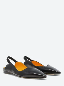 Mara Bini - Milena Slingback Flat in Nero Seta