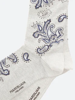 Marcoliani - Jali Paisley Mid Calf Sock in Beige