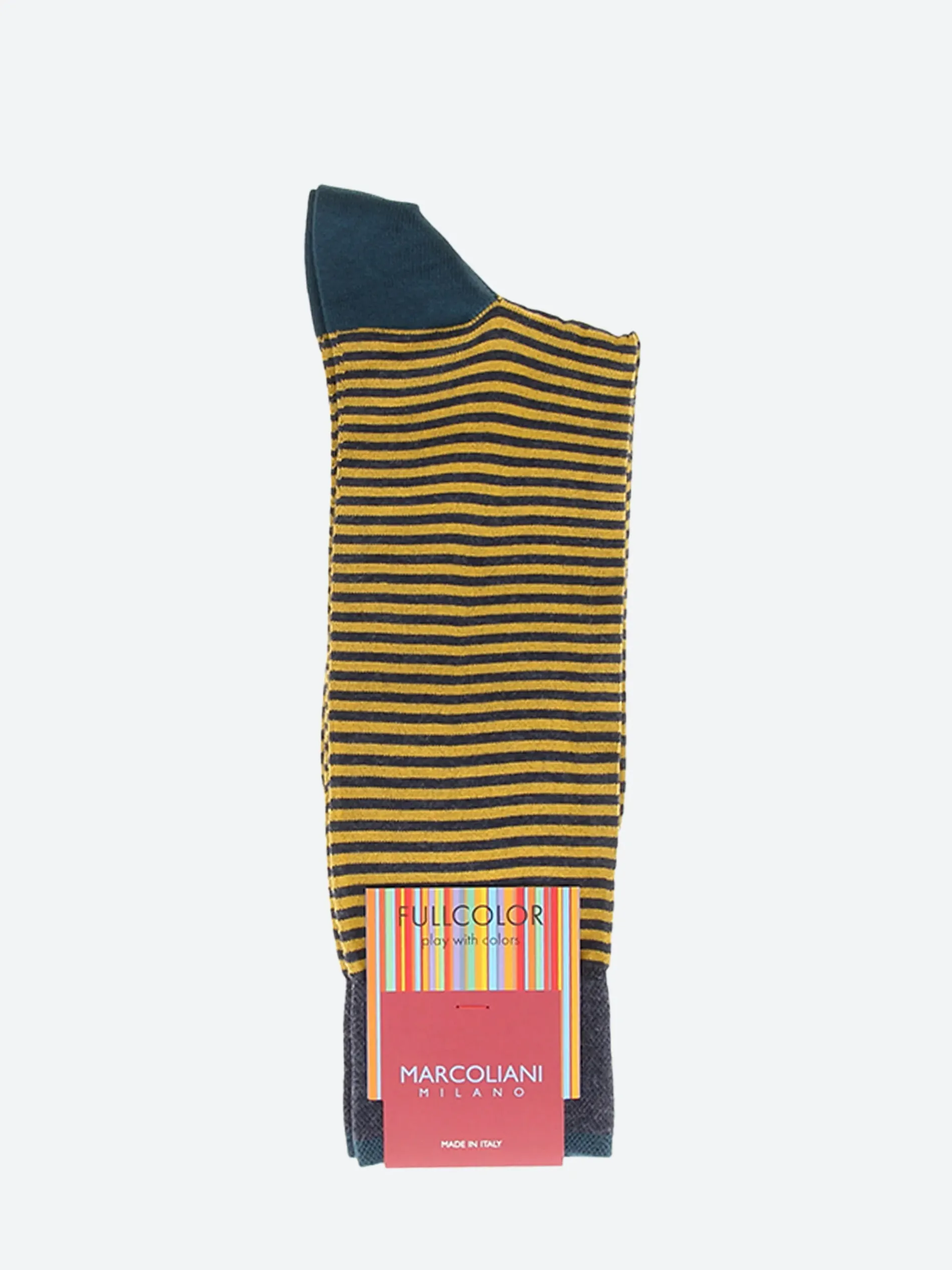 Marcoliani - Palio Stripe Sock in Denim/Yellow
