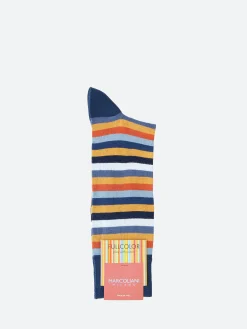 Marcoliani - Rainbow Stripe Sock in Blue and Orange