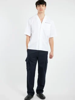 Marni - Bowling Shirt with Hidden Logo in Lily White