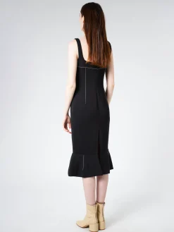 Marni - Cady Sheath Dress with Flounce Hem in Black