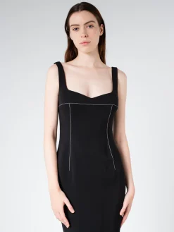 Marni - Cady Sheath Dress with Flounce Hem in Black