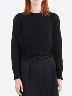 Marni - Disheveled Cotton Cropped Jumper in Black