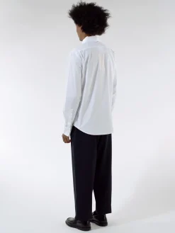 Marni - Logo Print Poplin Bowling Shirt in Lily White