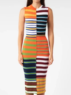 Marni - Multicoloured Knit Dress with Patchwork Stripes