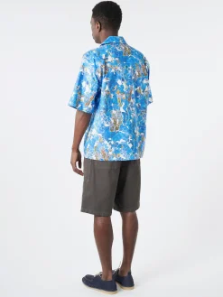 Marni - Poplin Bowling Shirt with Allegro Blues Print in Cobalt