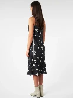 Marni - Silk Slip Dress with Bunch of Hearts Print in Black