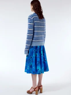 Marni - Striped Mohair and Wool Sweater in Iris Blue